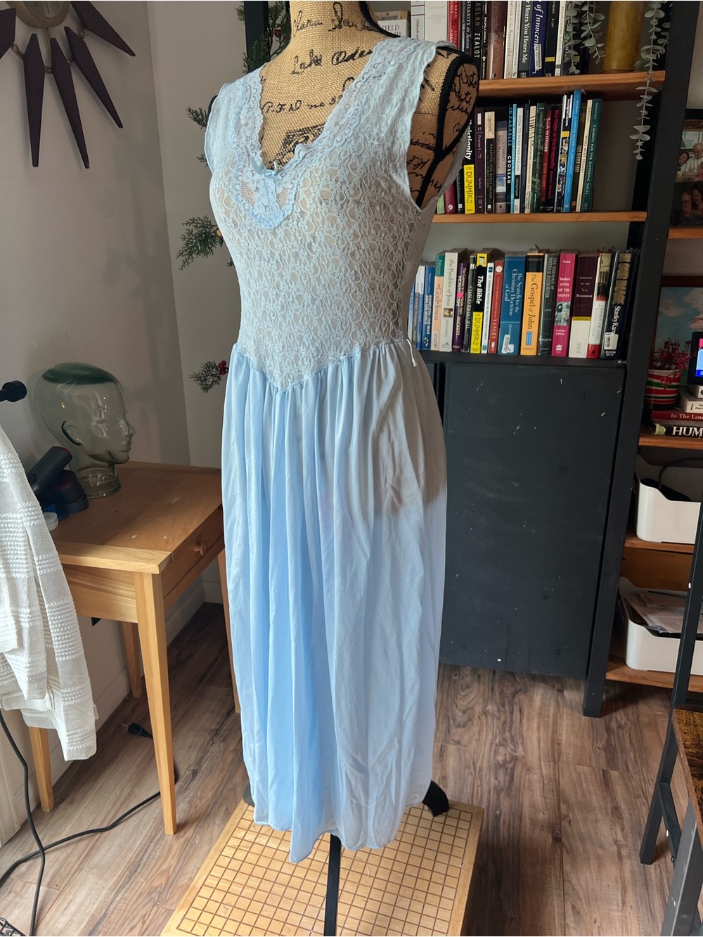 Sleeveless Light Blue Lace Bodice Nightgown by Cinema Exoile Medium